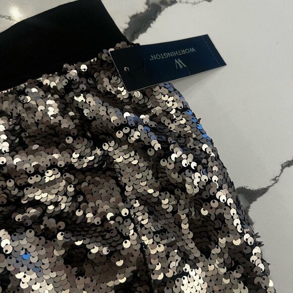 Worthington Silver Sequin Midi Skirt NWT Large - Picture 3 of 5